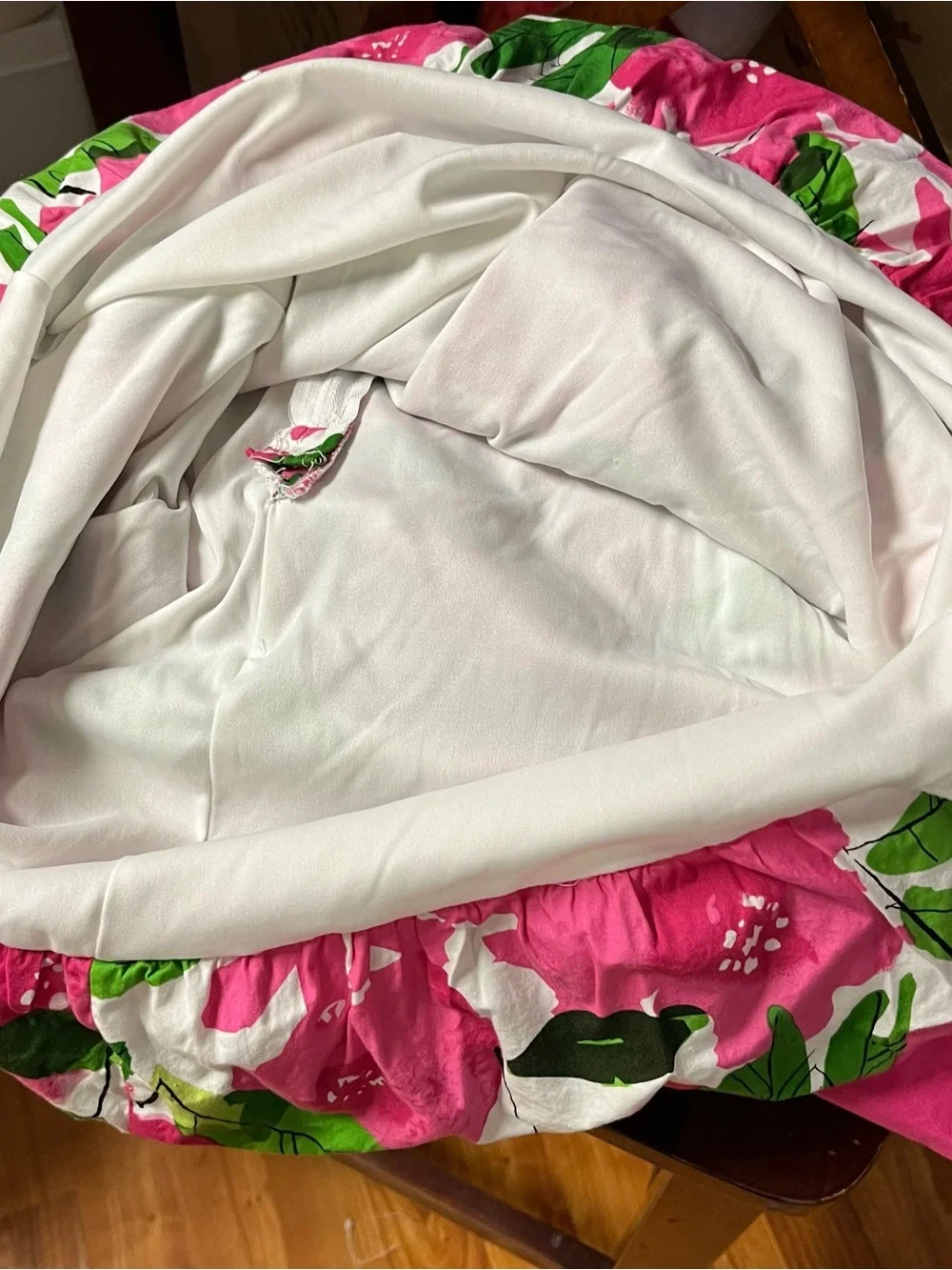 My Michelle Pink Floral Bubble Dress with Green Leaf Print